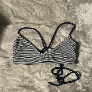 Blue Striped Bikini Top